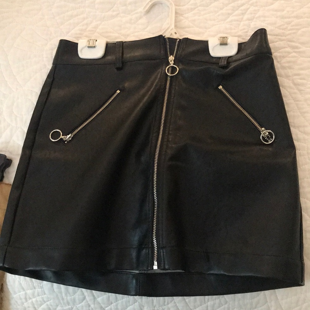 Leather mini skirt